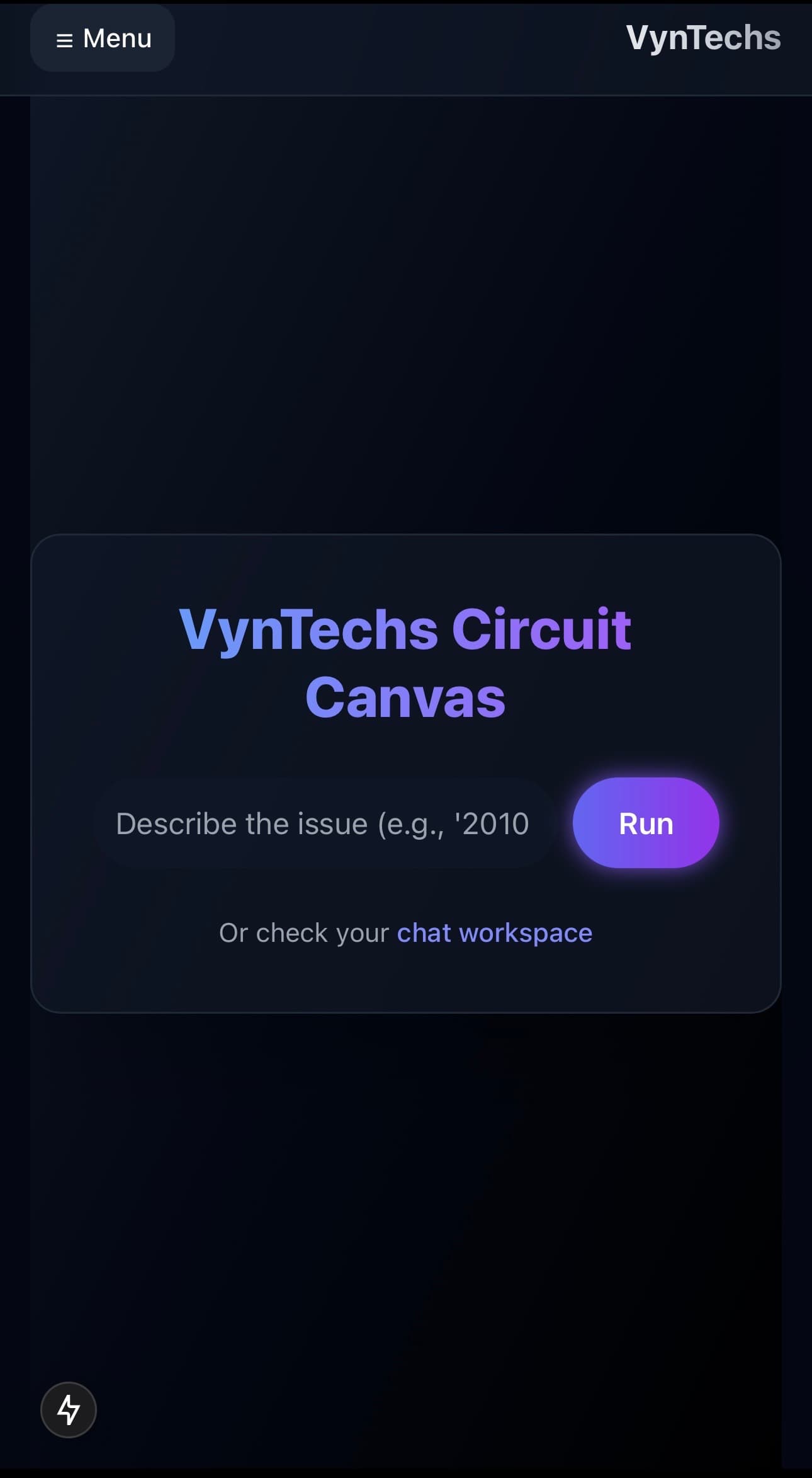 Mobile view of VynTechs chat session