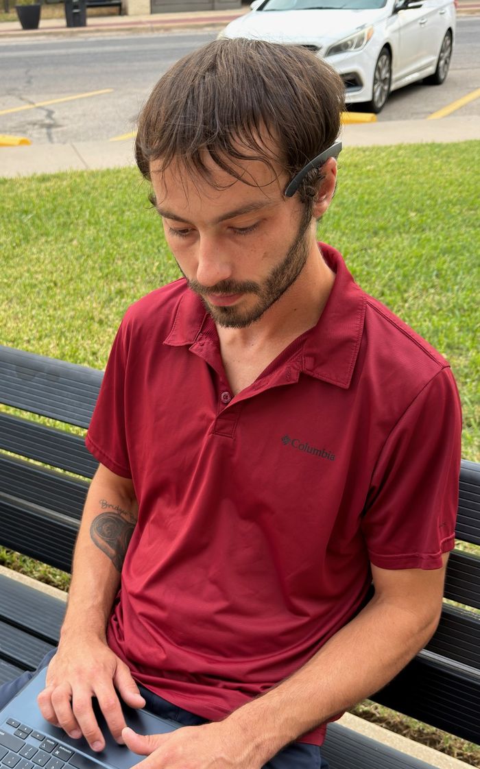 Brandon Nichols at work in downtown Cleburne, Texas